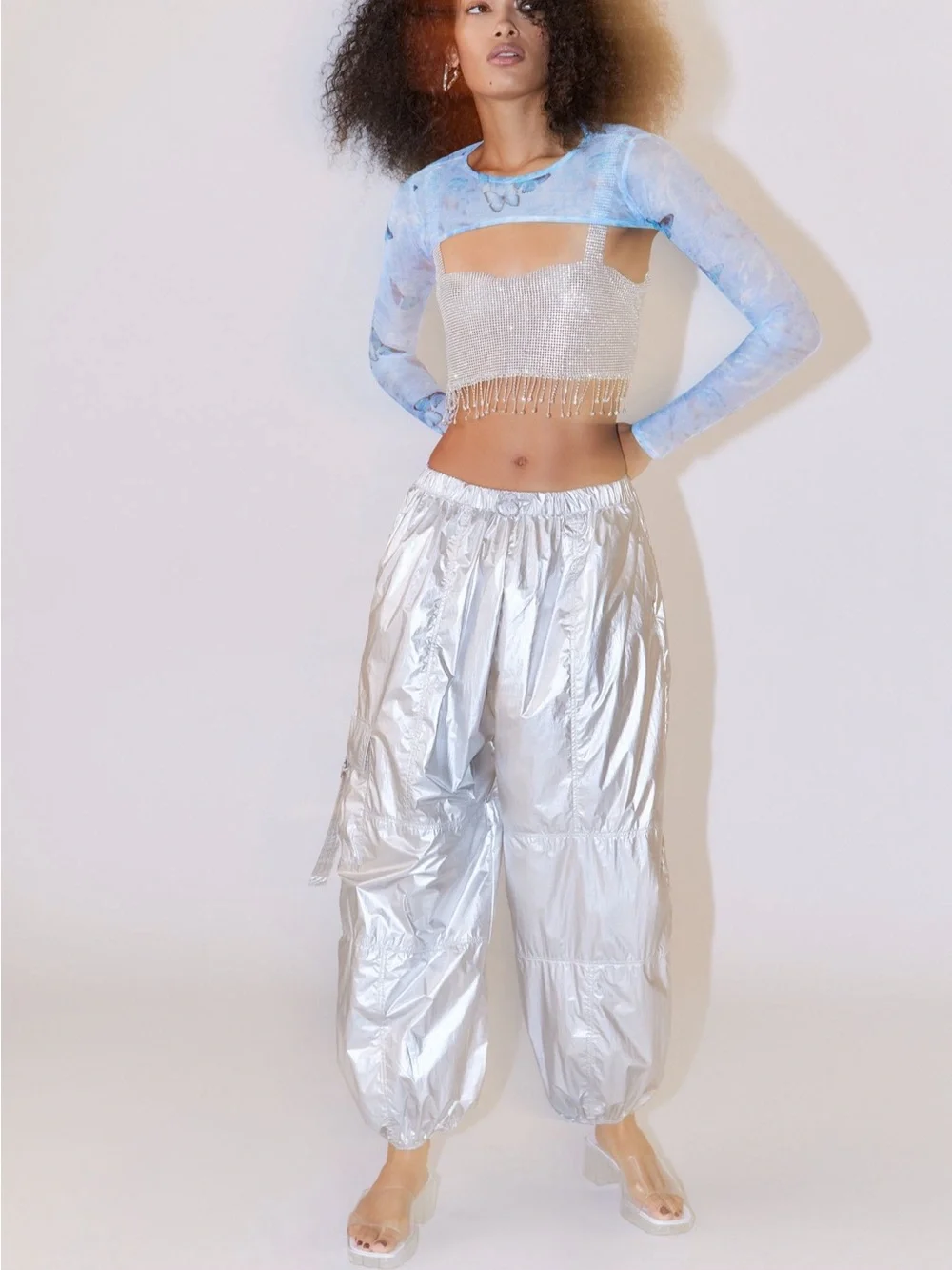 NWOT Jana Metallic Balloon Cargo Pant